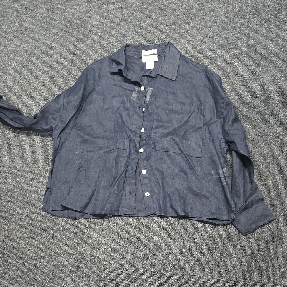 Cynthia Rowley Blue Linen Top